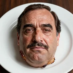 a steak that resembles danny devito's face