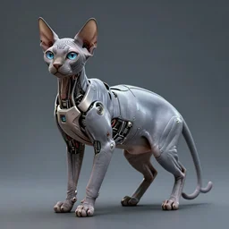 a cyborg sphynx cat concept art