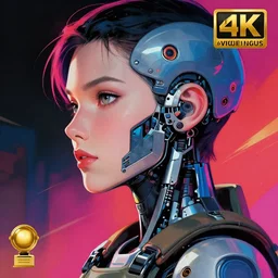a close - up side view portrait of cyborg beautiful ( ( ( ( girl soldier ) ) ) ) by victo ngai, kilian eng vibrant colours, dynamic lighting, digital art, winning award masterpiece, fantastically beautiful, illustration, aesthetically inspired by beksinski and dan mumford, trending on artstation, art by greg rutkowski, 8 k