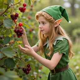 the elf princess picking berries, realistic, 8 k, extremely detailed, cgi, trending on artstation, hyper - realistic render, 4 k hd wallpaper, premium prints available, by greg rutkowski