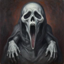( ( ( ( ( the scream ) ) ) ) ) in the style of!!!!! h. r. giger!!!!!, oil on canvas