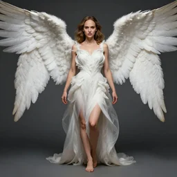 wide angle full body portrait of Natalie Portman as an angel with a perfect face and perfect body, intricate, highly detailed, digital painting, artstation, concept art, smooth, sharp focus, illustration, Unreal Engine 5, 8K, art by artgerm and greg rutkowski and alphonse mucha