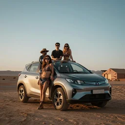 family hippy rave in the desert, XF IQ4, 150MP, 50mm, F1.4, ISO 200, 1/160s, dawn