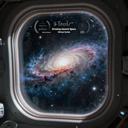 spaceship, window view of galaxy in space through a window, by michael whelan, jim burns, peter andrew jones, michael hutter, sharp digital painting. dreaming latent space. matte painting, concept art. artstation. digital render.