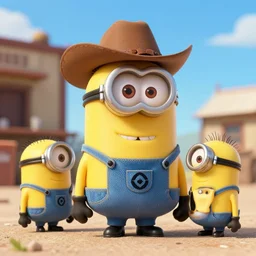 minion cowboy saloon shootout, 3 5 mm scene from a western movie, 1 9 8 6, color