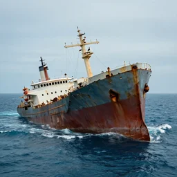 Ship wreck in the ocean. .