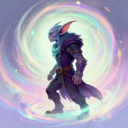 side profile, male half - gremlin rogue, gloomhaven, luminescent, colorful swirly magic ripples, pastel colors, by greg manchess, huang guangjian, gil elvgren, sachin teng, greg rutkowski, jesper ejsing, ilya kuvshinov