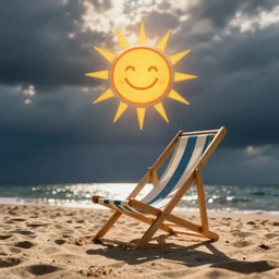 happy sun, on a beach chair
