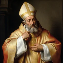 renaissance portrait in the style of raphael, of an old priest in a biretta, dressed up for a high latin mass, looking solemn and tired