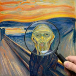 a fish head man, canvas, oil paint, magnification, cinematic, detailed, artwork by edvard munch