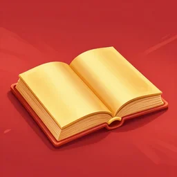 open ancient book, golden book, background red speed lines, game asset