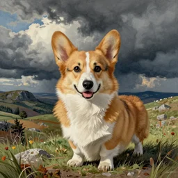 corgi drawn by zdzisław beksinski, detailed, intricate