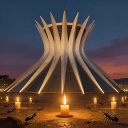 The fall of Brasilia, lit by candles, smart ants, digital painting, artstation, concept art, Craig Mullins , Breathtaking, 8k resolution, extremely detailed, beautiful, establishing shot, artistic, hyperrealistic, octane render, cinematic lighting, dramatic lighting, masterpiece, light brazen, extremely detailed and beautiful face