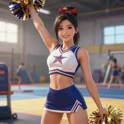 a ( girl as personification of cheerleader ), beauty portrait, fantasy gym, digital art by krenz cushart, laurie greasly, wlop, artgerm, intricate, highly detailed, sharp focus, smooth, epic composition, joyful, unreal engine