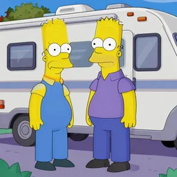 walter white in the simpsons next to his rv