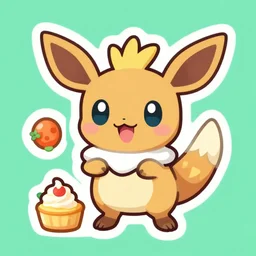 cute miss mascot givrali givrali glaceon food sticker art, cronobreaker, beeple game icon