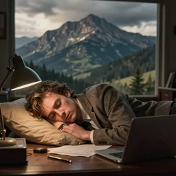 ron the freak, howard sleeping at his desk