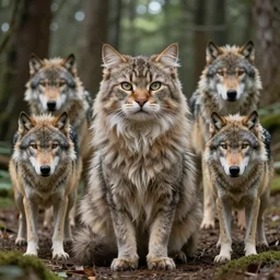 photo furry cat woman in a forest 8 b 4 with real wolves 5 z 8 2 z 5 ideal human face