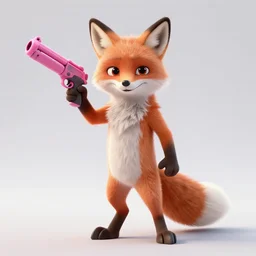 game character fox with a pink gun, octane render, hyperrealism, realistic, art by vincent van gogh, kandisnky color scheme, pastel color palette, neon, dirt texture, stained shirt, gta game, 8 k