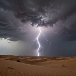 a thunderstorm on desert, realistic digital art, contrast, trending on artstation