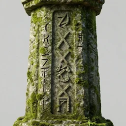 ancient magic runes carved in a mossy stone column, concept art, cgsociety, octane render, trending on artstation, artstationHD, artstationHQ, unreal engine, 8k