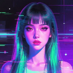 portrait, vaporwave, synthwave, ambient, retro, futurism, pixel sorting, glitch art, abstract art