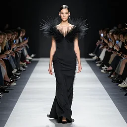 black dress, blade runner, huge spikes, fashion show, award show