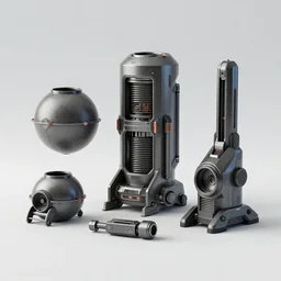 realistic 3D render of sci fi props and objects, cycles render engine, 8K resolution, artstation, blender bros, chipp walters