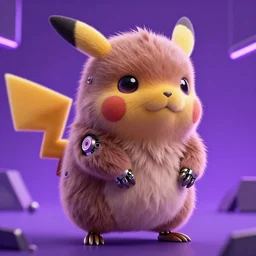 high quality 3 d render post - cyberpunk very cute fluffy! wombat!! cyborg, mechanical paw, highly detailed, unreal engine cinematic smooth, in the style of detective pikachu, hannah yata charlie immer, neon purple light, low angle, uhd 8 k, sharp focus