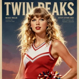 portrait of talyor swift cheerleader, twin peaks poster art, from scene from twin peaks, by michael whelan, jeffrey catherine jones, artgerm, retro, nostalgic, old fashioned