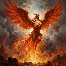painting by h. r. giger, phoenix rising from the ashes, energetic composition, cloudy, hellfire, brimstone, highly detailed painting, 4 k, extreme rage, wrath