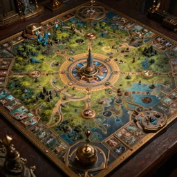 tabletop game board, highly detailed, fantasy art, in the style of greg rutkowski, epic, fantasy, intricate, hyper detailed, artstation, concept art, smooth, sharp focus, ray tracing, top view