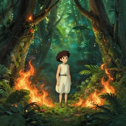 this jungle is freezing and burning at the same time, studio ghibli, pixar and disney animation, sharp, rendered in unreal engine 5, anime key art by greg rutkowski, bloom, dramatic lighting