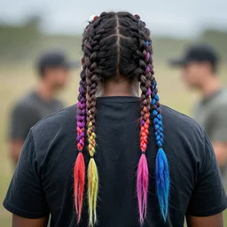 trapper with colored braids meing arrested