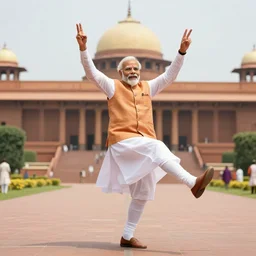 narendra modi dancing in parliament, hyperrealistic, 4 k