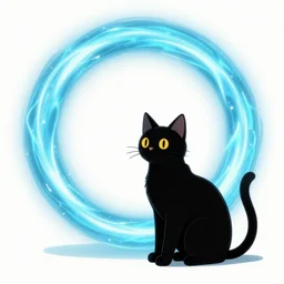 black cat sitting next to an energy ringed portal, concept art, digital illustration, artstation, artstation hq, hd, 4k resolution