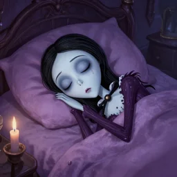 sleeping cartoon woman tim burton style hd portrait character art artstation
