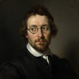 “portrait of a wealthy cyborg quality assurance analyst wearing glasses, highly detailed, circa 1615, oil on linen, Chiaroscuro, painted by Giovanni Baglione”
