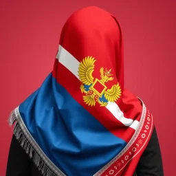 the ussr flag on a shemagh, ghutra, fashion design - n 4