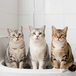 cats in the shower