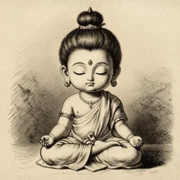 sketch of a! chibi sadhu meditating, etching by louis le breton, 1 8 6 9, 1 2 0 0 dpi scan