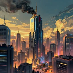 cyberpunk city in the future getting bombed award winning, trending on artstation, unreal engine