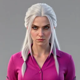 portrait of ciri, magenta shirt, fierce eyes, ismail inceoglu, wlop, artstation