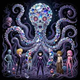 psychedelic crystal tentacle hell submerged in evil spirits by alex grey, beksinski, lisa frank, giger, karol bak, greg hildebrandt, mark brooks, takato yamamoto