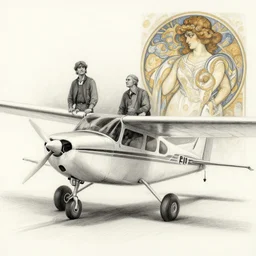 hyperrealist pencil sketch of a cessna airplane david malan and alphonse mucha, fantasy art, drawing, dynamic lighting, artstation, poster, volumetric lighting, very detailed faces, 4 k, award winning
