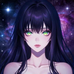 tonemapped 8 k closeup of heavenly succubus with heterochromia by akihiko yoshida, john avon, sui ishida with galaxy as background