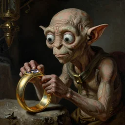 gollum admiring the ring, painting by francisco goya