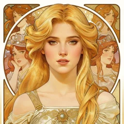 masterpiece head-on symmetrical centered painted portrait, Imogen Poots as a paladin, blonde hair, elegant, in the style of Ruan Jia and Ross Tran and Alphonse Mucha and Ayami Kojima and Charlie Bowater and Karol Bak and Jean Delville, pixar, maya engine, splash comics, global illumination lighting