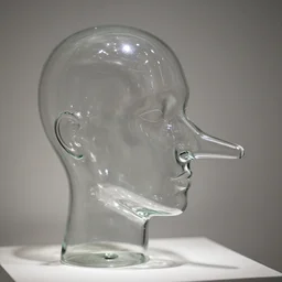 glass mannequin head with a long nose