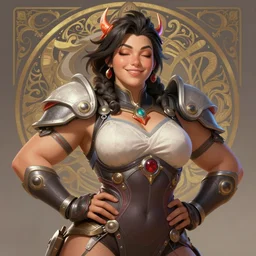 full figure ultra realistic illustration, toph from avatar last airbender as thick female bodybuilder zarya from overwatch smiling with closed eyes, intricate, elegant, highly detailed, digital painting, artstation, concept art, smooth, sharp focus, illustration, art by artgerm and greg rutkowski and alphonse mucha